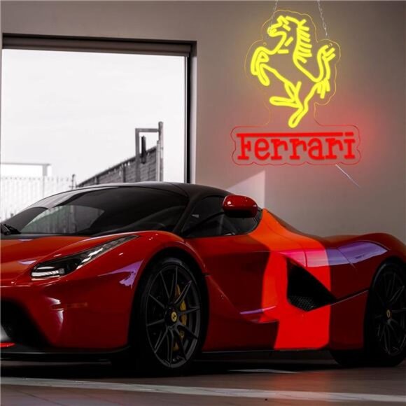 Ferrari Car Logo LED Neon Sign Garage Shop Decor Bar Man Cave Gear Head Mechanix - Picture 5 of 7